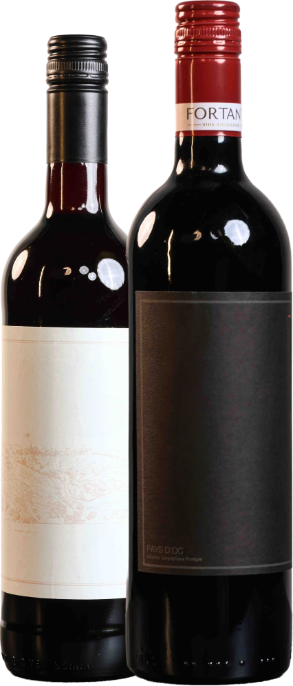 To vin-flasker ved siden af hinanden